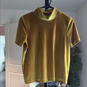 Velvet Mustard Golden Turtleneck Top